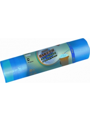 Пакеты для мусора с затяжкой синие Promtus